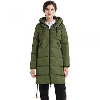 Chaqueta de plumón largo y denso Orolay, abrigo con capucha verde ejército, talla XL