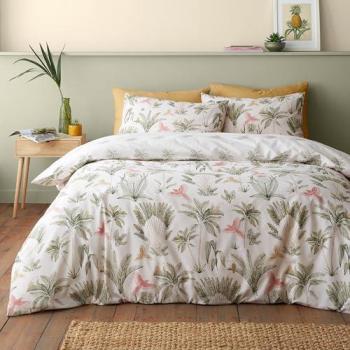 Paradiso Palm Natural Double Duvet Cover & Case, Reversible – Made by Catherine Lansfield