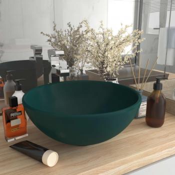 VidaXL Luxury Bathroom Sink Round Matt Dark Green 32.5x14 cm Ceramic