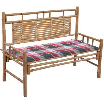 Banco de jardín con cojín bambú (120 cm) – VidaXL