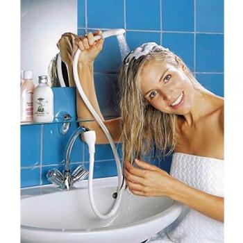 Duschbrause weiß Wasserhahn aufsteckbar Waschbecken Dusche Brause 1m 72171p NEU