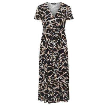 All-Black Women's Abstract Wrap Maxi Dress, Size 20