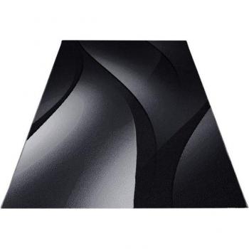Tapis Poil Court Design Abstrait Noir CARPETTEX 120x170 cm