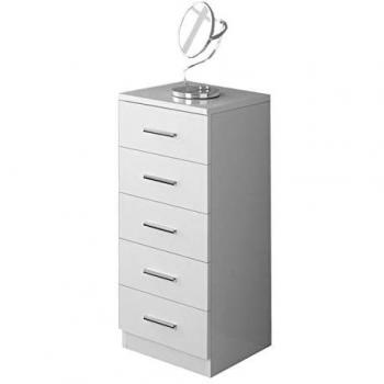 Cassettiera da Bagno Moderna Bianco Lucido con 5 Cassetti 35x83 cm