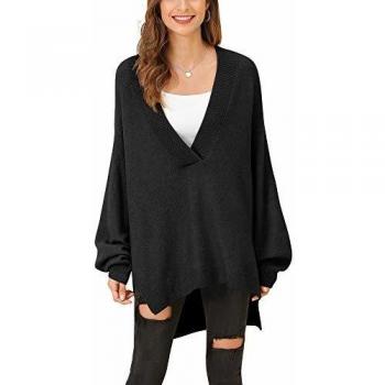 Woolen Bloom Pull Oversized Col V Noir M