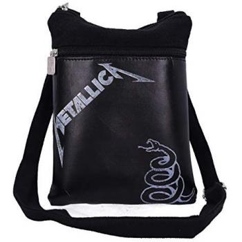 Bandolera Metallica “The Black Album” – Cuero Sintético Negro, 23 cm