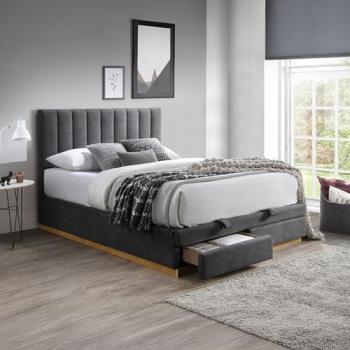 Lit Pratique en Tissu Gris Anthracite avec Espace de Rangement 180x200 cm