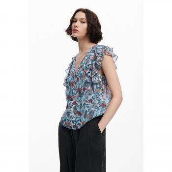 Blusa leve floral em azul tamanho M