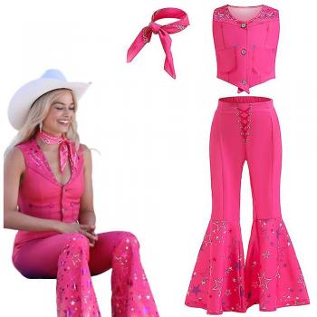Costume Barbie fête fille 4-13 ans – gilet, pantalon long et foulard inclus