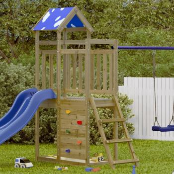 VidaXL Torre de juegos con pared escalada madera pino 110,5x52,5x215cm