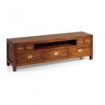 Mueble TV 7 Cajones de Madera Marrón, 160 cm