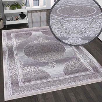 Eleganter Orientalischer Designer Teppich Dubai Grau 120x170 cm