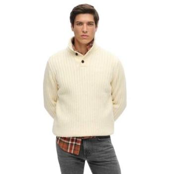Vintage Ribbed Henley in Ecru – Superdry Men's Collection