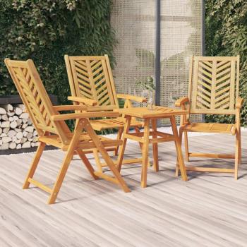 Garden Chairs 3pcs Solid Wood Acacia Reclining