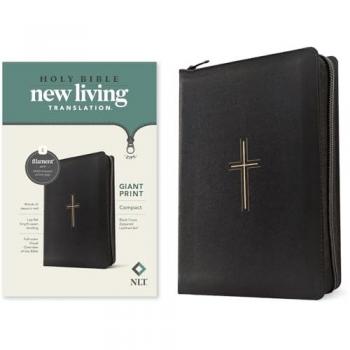 NLT Compact Giant Print Zipper Bible, Filament Enabled (Leatherlike, Black Cross, Red Letter), by New Living Translation