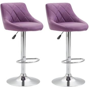 Tabouret de Bar en Plastique Violet Pivotant Repose Pieds
