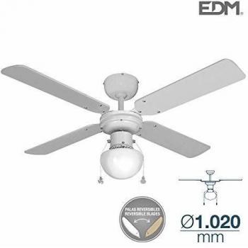 Ventilatore da soffitto con luce EDM Caribe Bianco 50 W