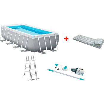 Intex Rechteckpool 400x200x122 cm mit ZR200 Handheld und 18-Fächer Sonnenmatte