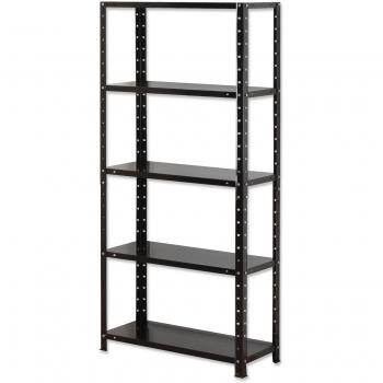 Influx Wall-Mounted Shelving System 5 Shelves, Max Load 30kg x 5, Black