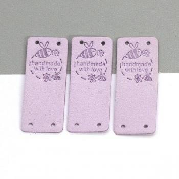 20Pcs Leather Labels with Bee and Flower for Sewing Crafts, 2x5CM