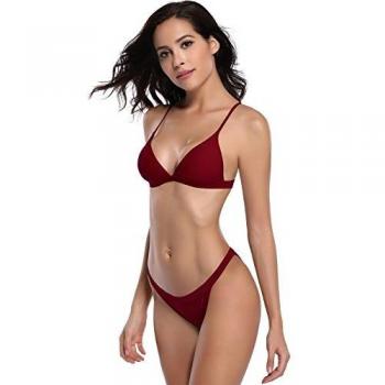 Bikini Classique Femme SHEKINI 2 Pièces Vin Rouge
