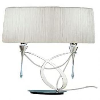 Lampada Lucca 2 luci E27 cromo lucido con paralume bianco e cristallo trasparente