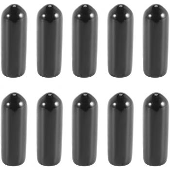 Couvercles anti‑fuite en caoutchouc noir 4 mm ID, protection filetée pour tubes PVC