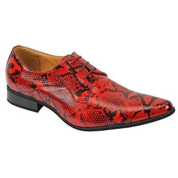 Red Retro Patent Faux Leather Boots for Men