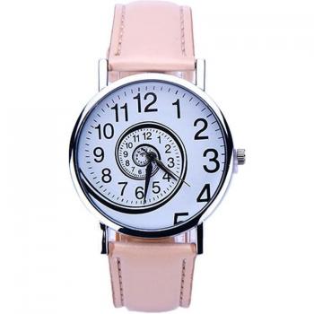 Reloj de cuero para mujer con estilo clásico y diseño en remolino