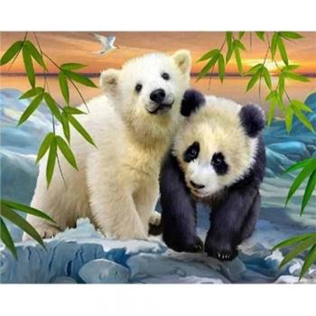 Arte de Diamante: Oso Panda, Formato Redondo 50x70cm