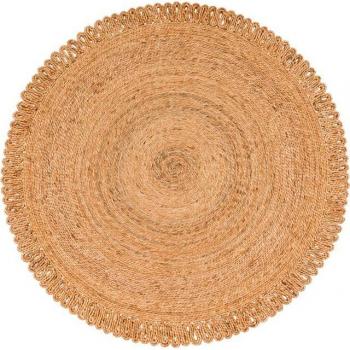 Tapis Jute Rond Motif Boho 120 cm