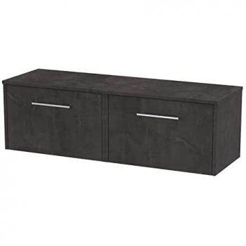 Juno 1200mm Metallic Slate Wall Hung Vanity Unit with 2 Drawers and Worktop