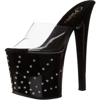 Women's Black Starburst 751 Open Toe Sandals by Pleaser – UK 2.5