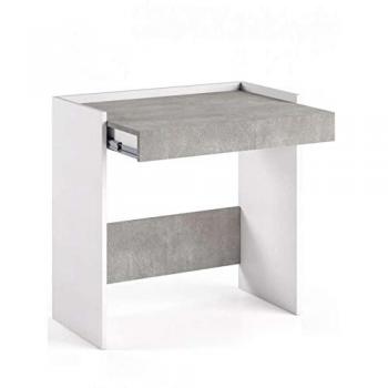 TERRANEO Scrivania home office a terra bianca con piano color cemento