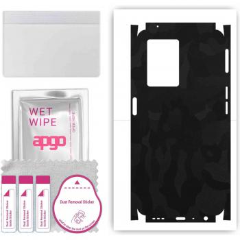 Cover Vinile Oppo A77 5G – Retro e Lati in Motivo Camo Nero