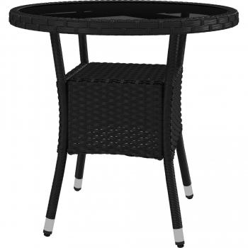 Table ronde de jardin avec rangement en résine tressée Ø80 x 75H cm