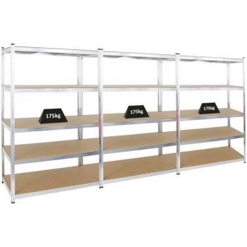 PROREGAL® Stabilo Regal 3x Schwerlastregal Ragnar, HxBxT 180x120x60cm, Verzinkt