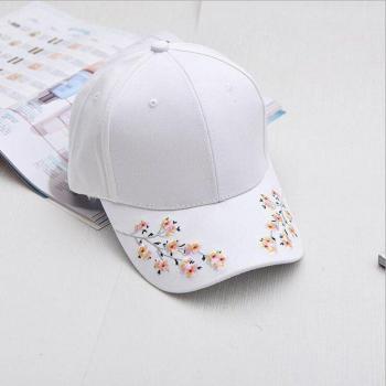 Casquette Baseball Chic Femmes Noir-rose, Fleurs Noires, Blanc Brodé