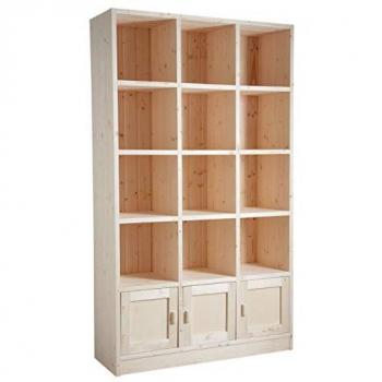 Boîte de rangement 12 sections, 3 portes – Épicéa brut