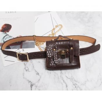 EAM Women's Mini Bag in Multicolor PU Leather with Chain and Long Belt