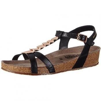 Mephisto Irma Cigale 6200 Noir, Sandales T-Spangen avec talon compensé