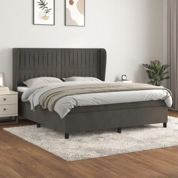 Letto matrimoniale, Giroletto a Molle con Materasso, Letto adulto Grigio Scuro 180x200 cm Velluto Vidaxl