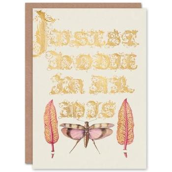 Artery8 Golden Red Grasshopper Calligraphy Card