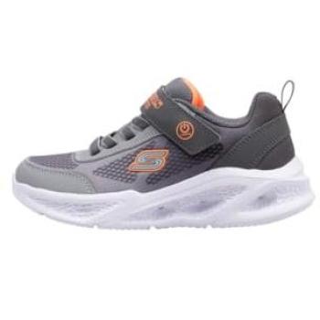 Boys’ Skechers Meteor‑Lights Krendox Sneaker (Charcoal, 13.5) – Fabric/Synthetic Composite