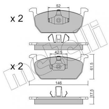 Kit pastiglie freno METELLI per VW, AUDI, SKODA con esclusione contatto usura 22-1214-0