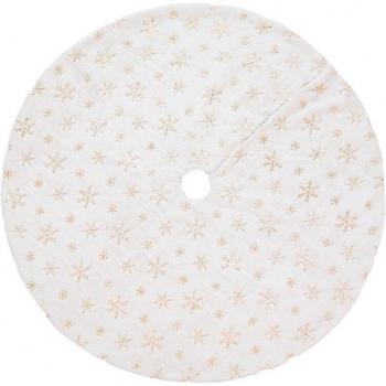 Falda de Navidad 122cm con Lentejuelas y Copos de Nieve