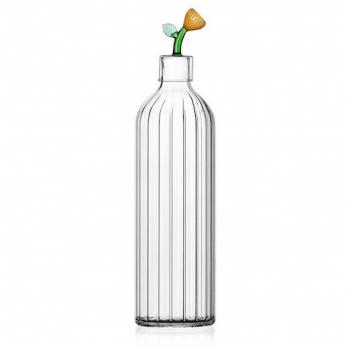 Botella Óptica con Motivo Floral Ámbar