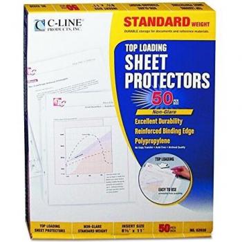 C-Line Top-Loading Poly Sheet Protectors with Non-Glare Finish, Box of Fifty