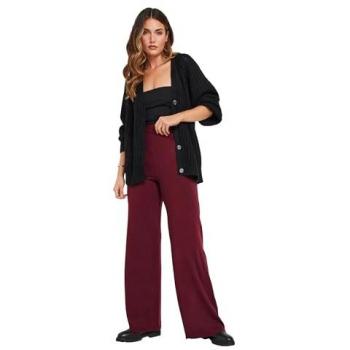 Long-Style Burgundy Knit Trousers – Size 12
