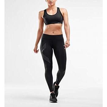 Donna Mid‑Rise 2XU Tight Nero con Punti Riflettenti